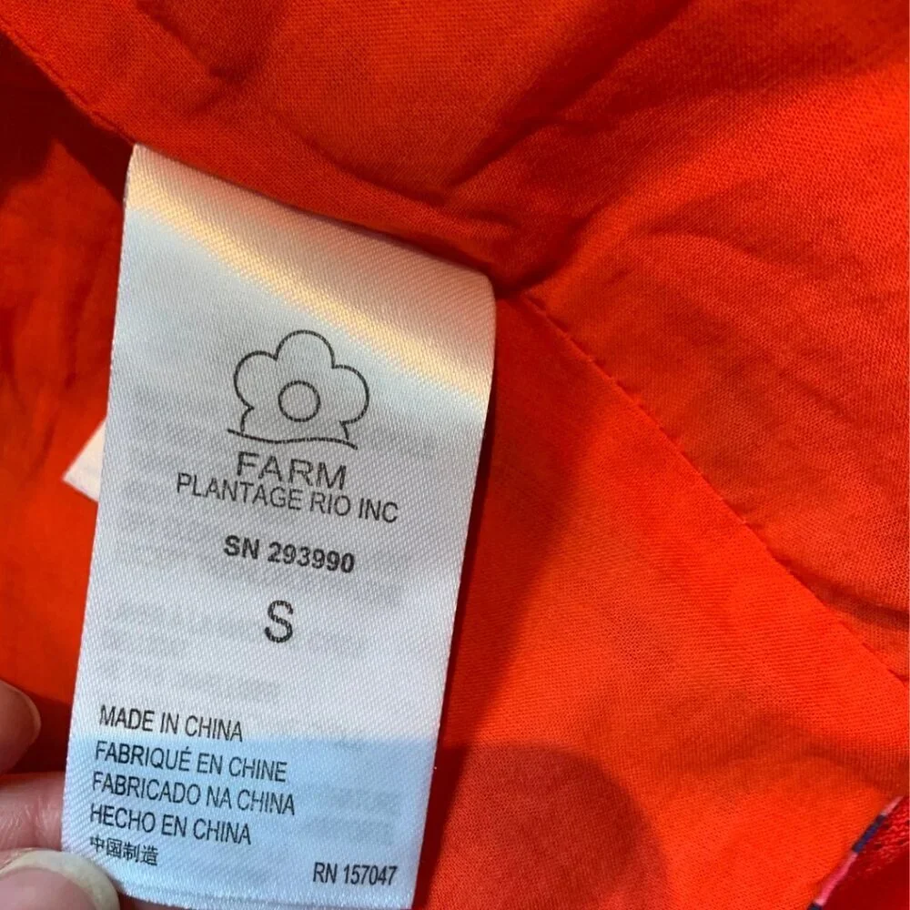 FARM Rio Tropical Bunch Crop Top Multicolored Puff Sleeves Womens Size Small - Picture 10 of 10